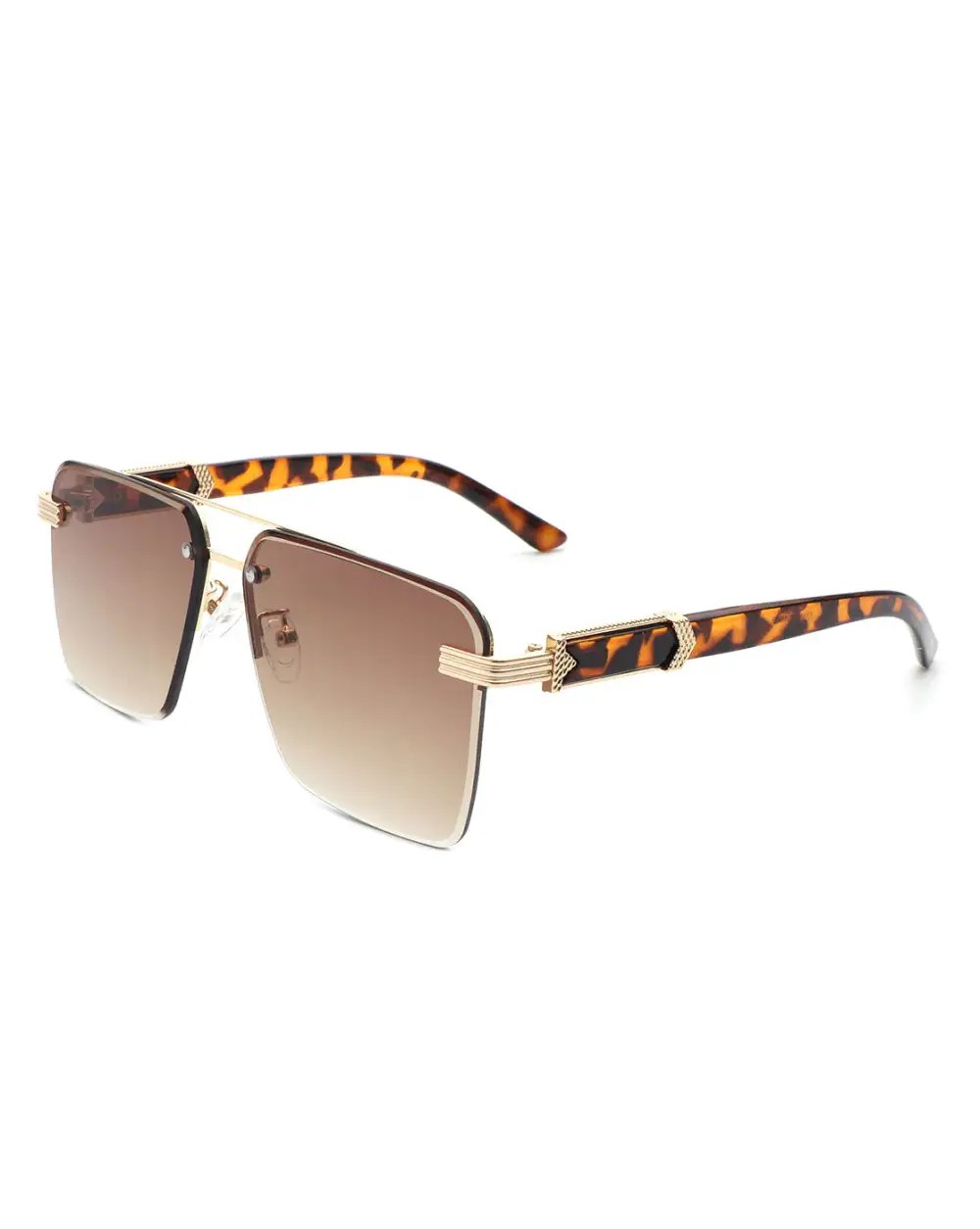 Structured Square Rimless Frame Sunglasses