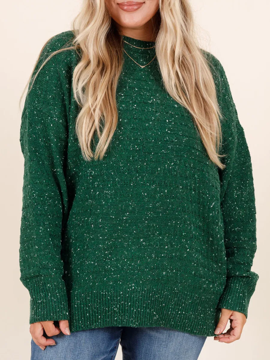 Dark Green Bright Silk Loose Knit Sweater