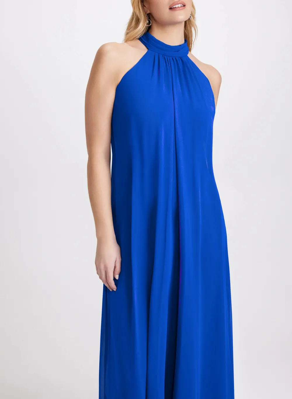 Off-the-Shoulder Chiffon And Icesilk Jumpsuit