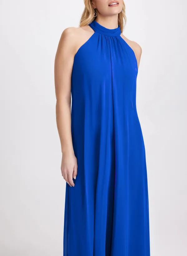 Off-the-Shoulder Chiffon And Icesilk Jumpsuit