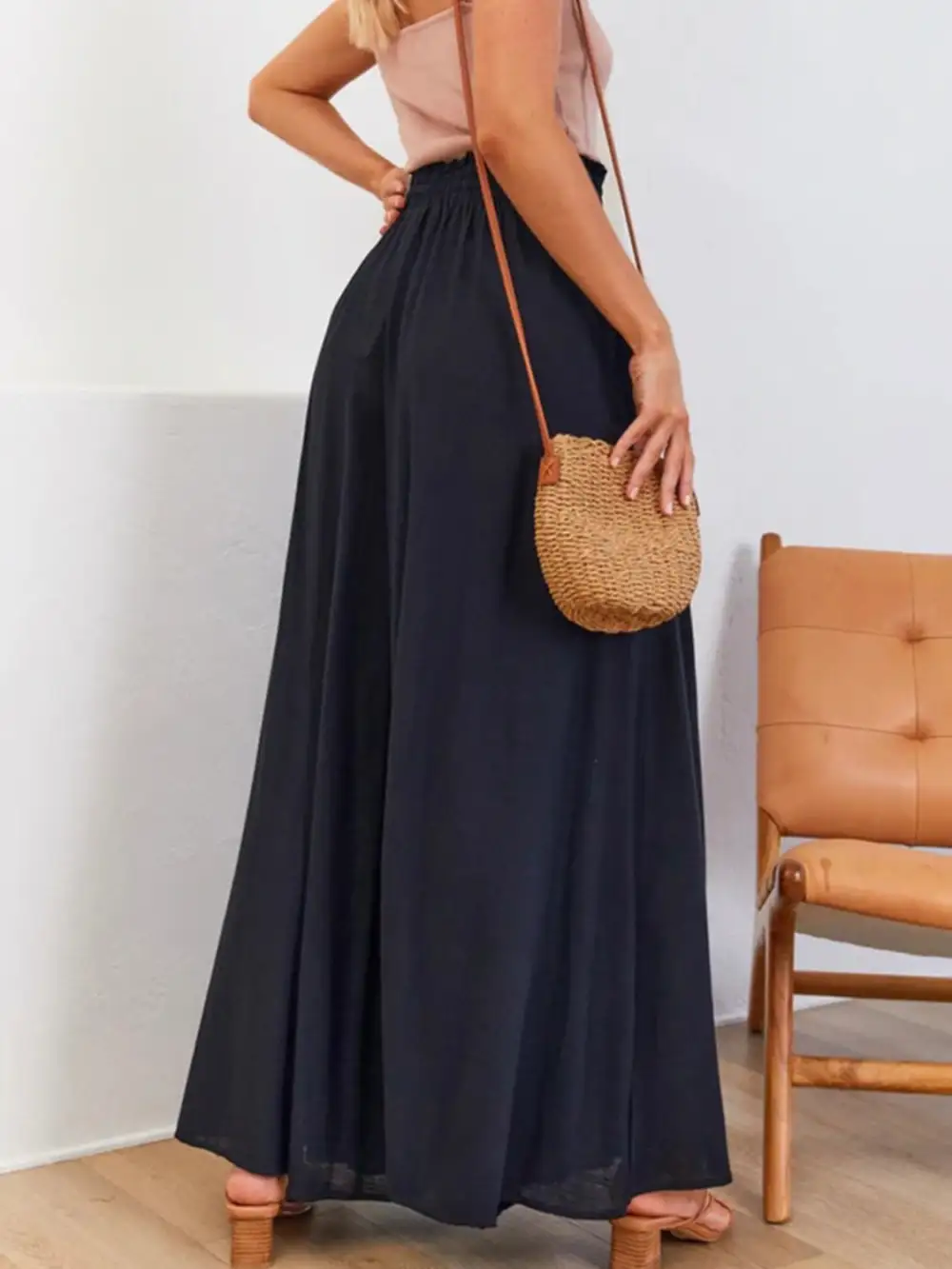 Easy Fit High Waist Wide Leg Pants