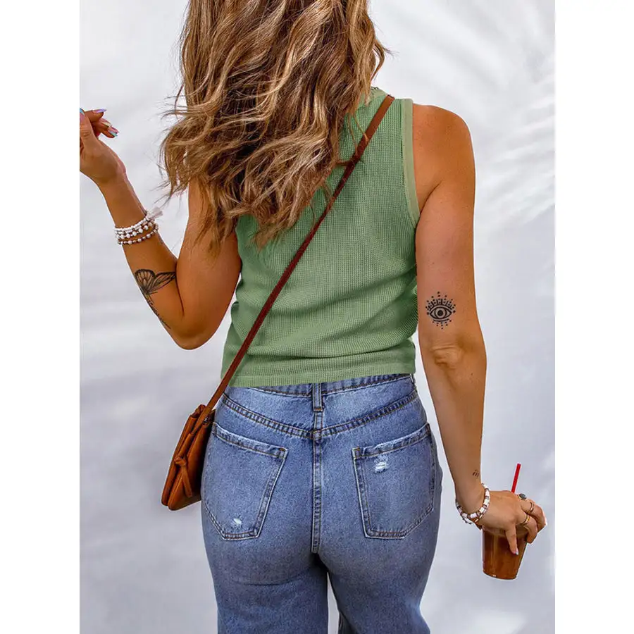 Waffle Knit Scoop Neck Tank