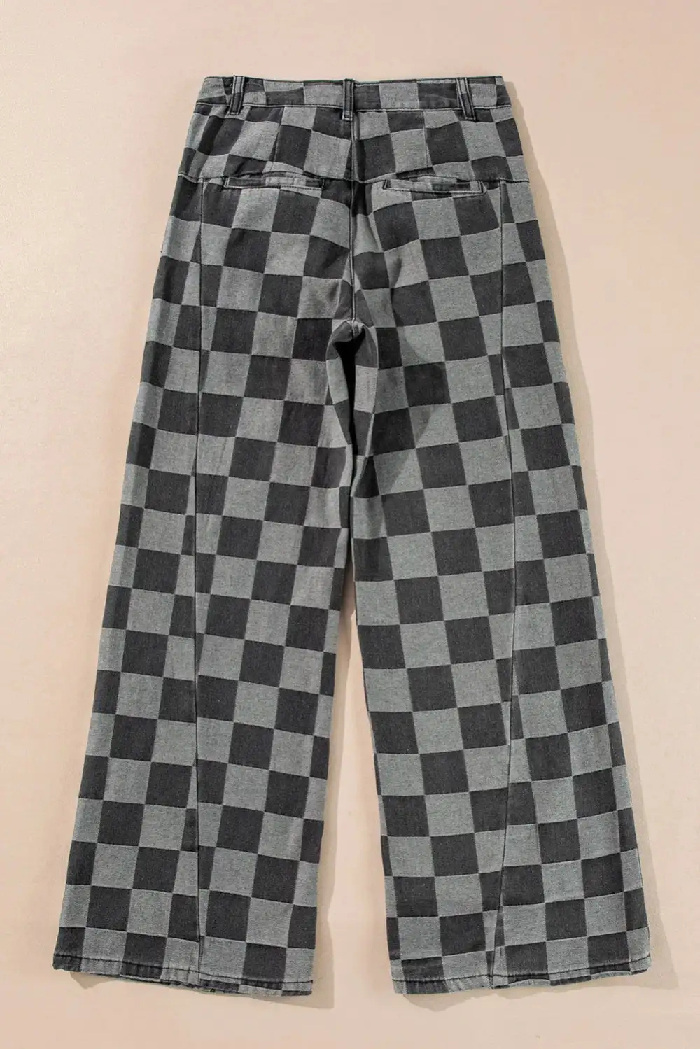 Wide Leg Checkered Jeans