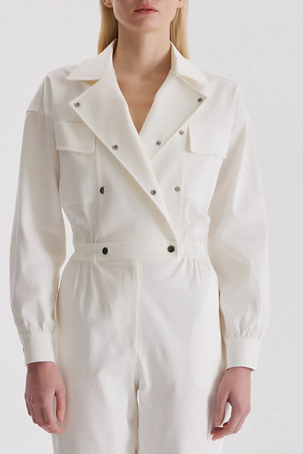 Lapel Jumpsuit-White