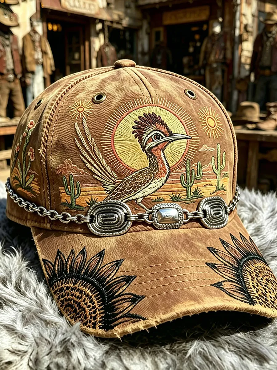 Vintage Western Cowboy Baseball Cap (necklace not included)