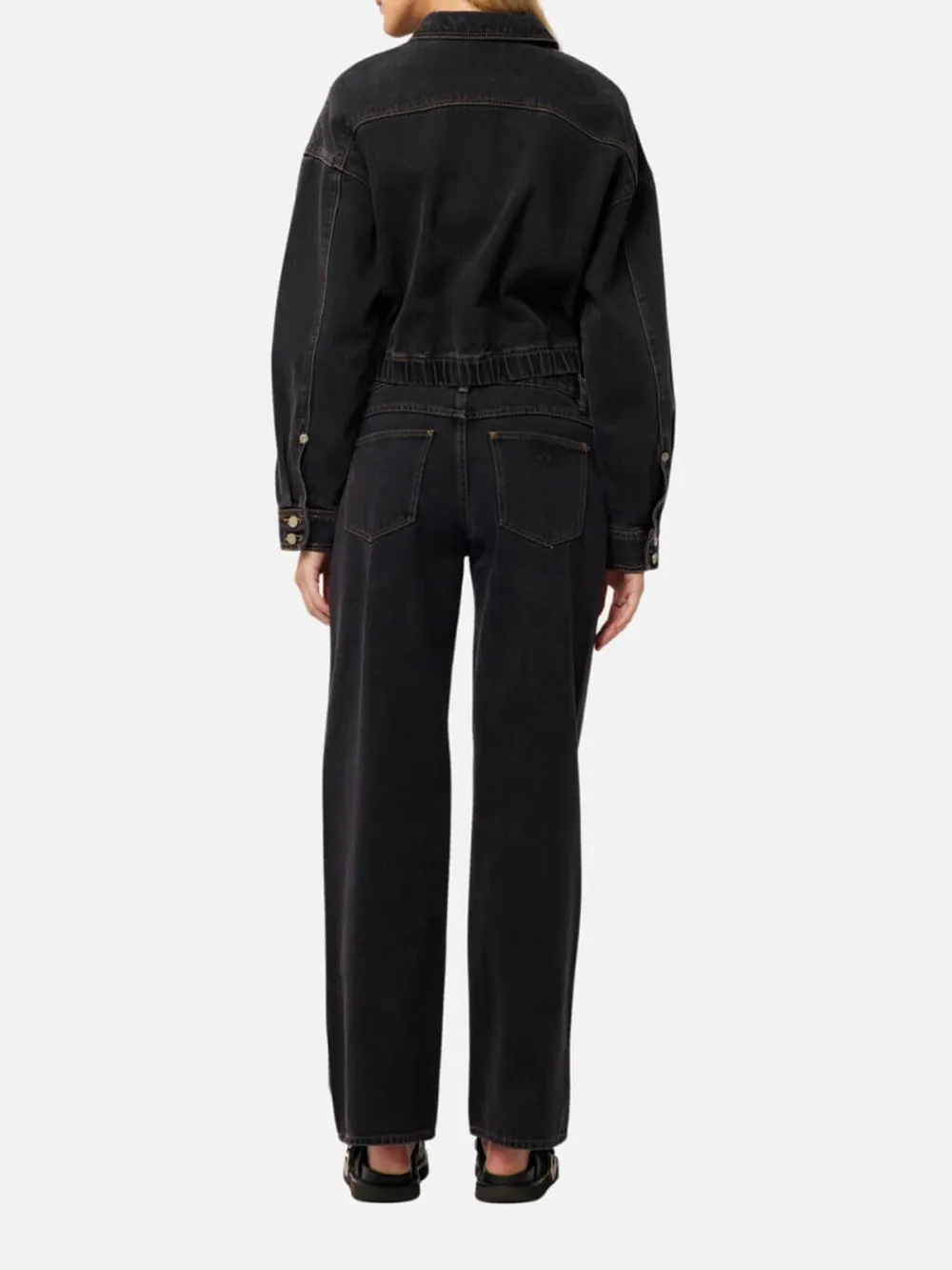 Zip Up Drop Shoulder Denim Jacket
