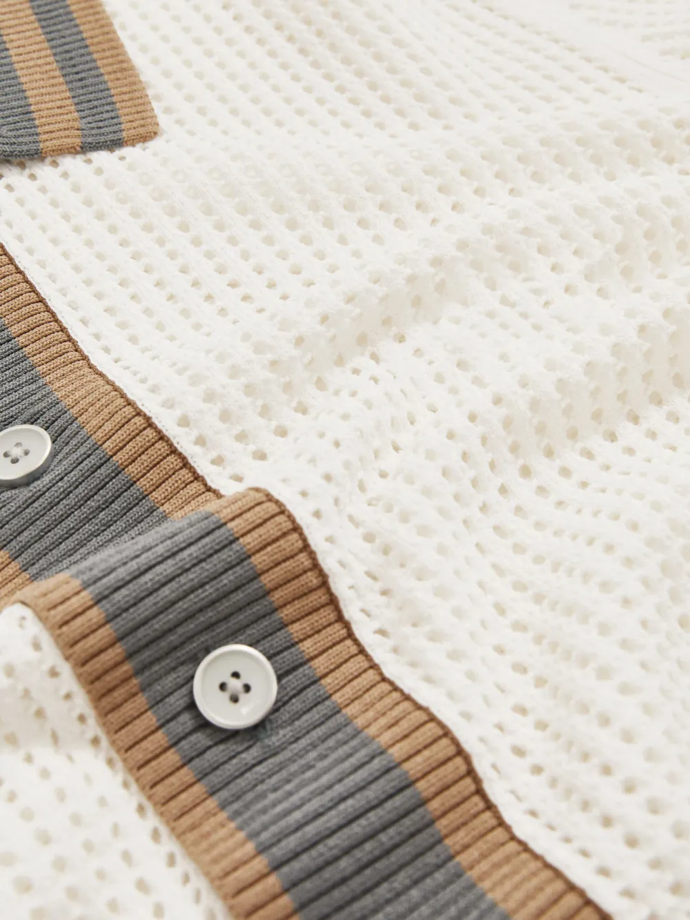 Vacation Breathable Crochet Fabric Men's Shirt
