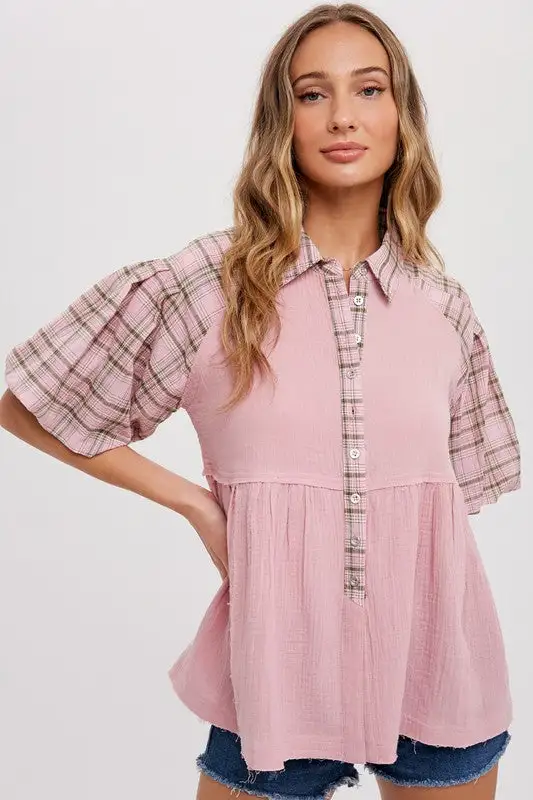 Kelly Anne Babydoll Plaid Tunic | URBAN ECHO SHOP