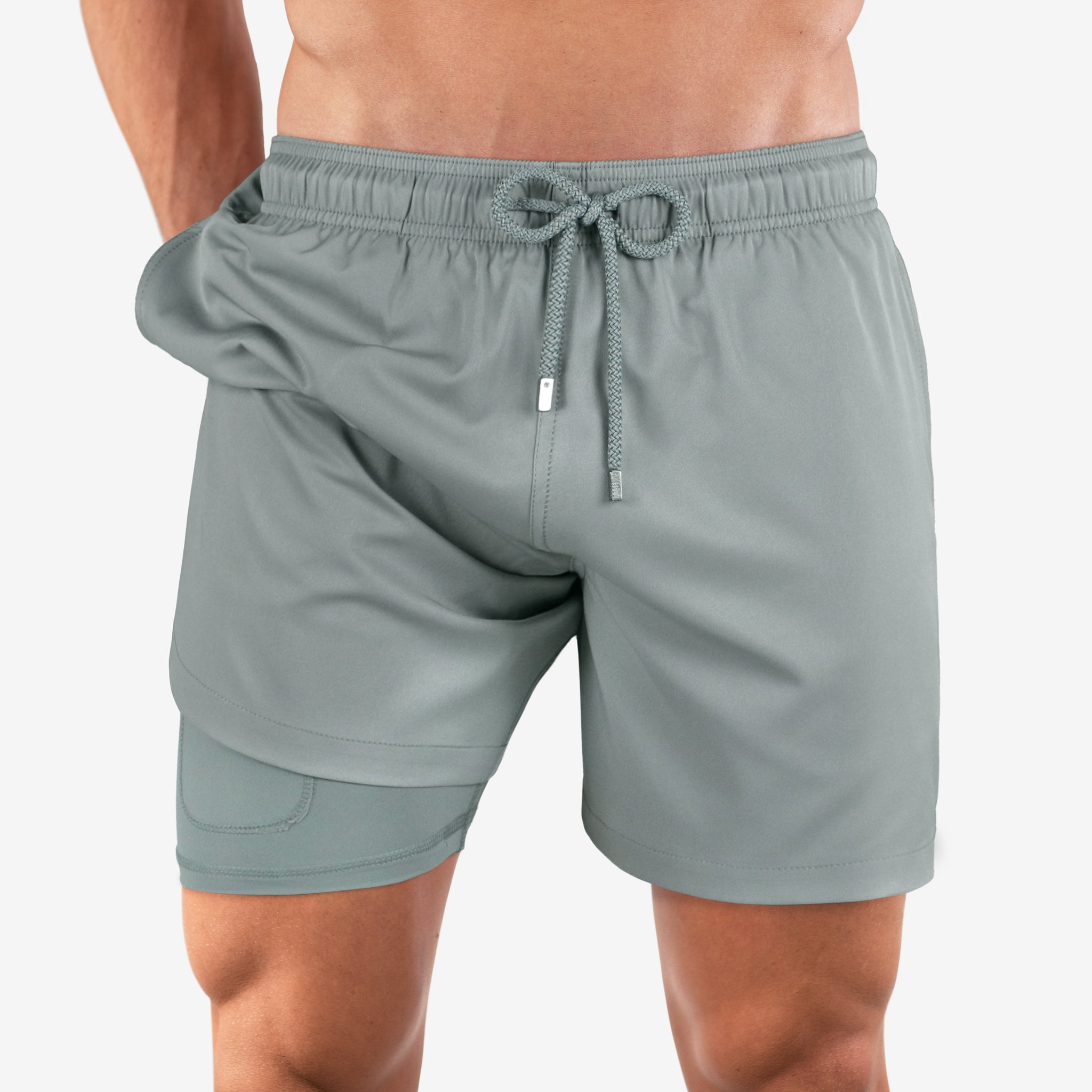 Moonstone Gray - Mid-Length Hybrid Short