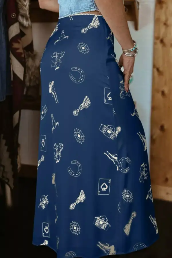 Satin Western Maxi Skirt