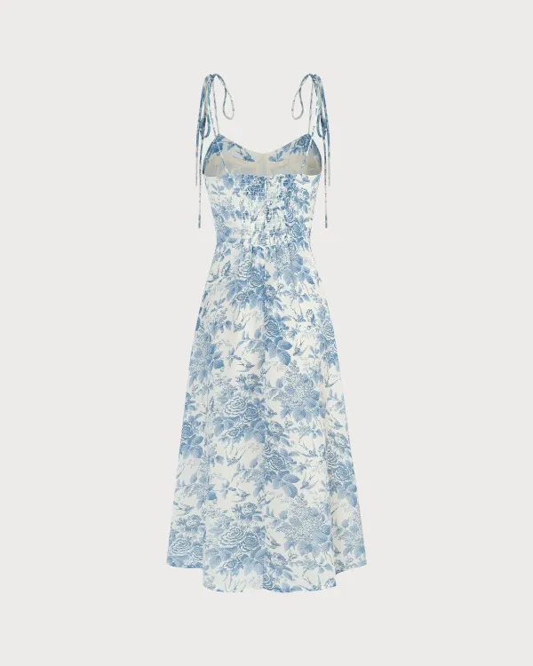 Floral Print Powder Blue Dress