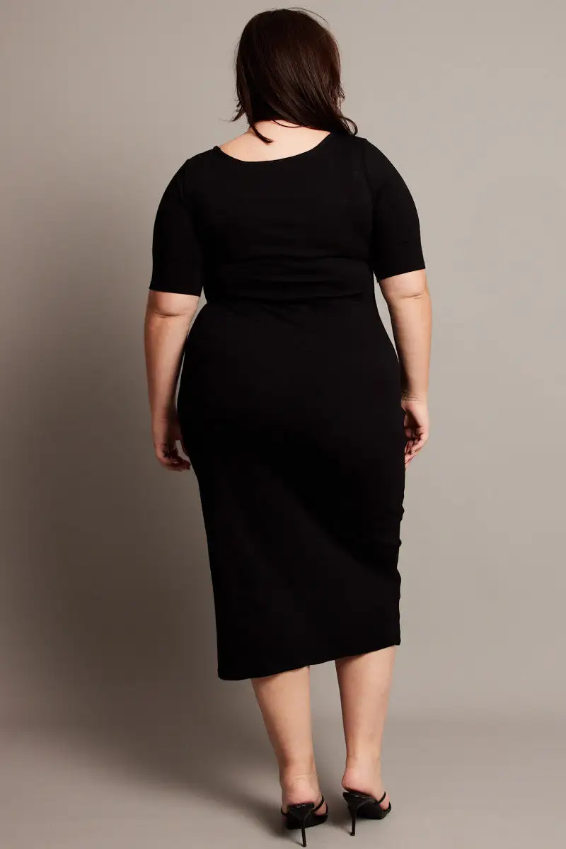 Black Shaper Dress Short Sleeve Bodycon