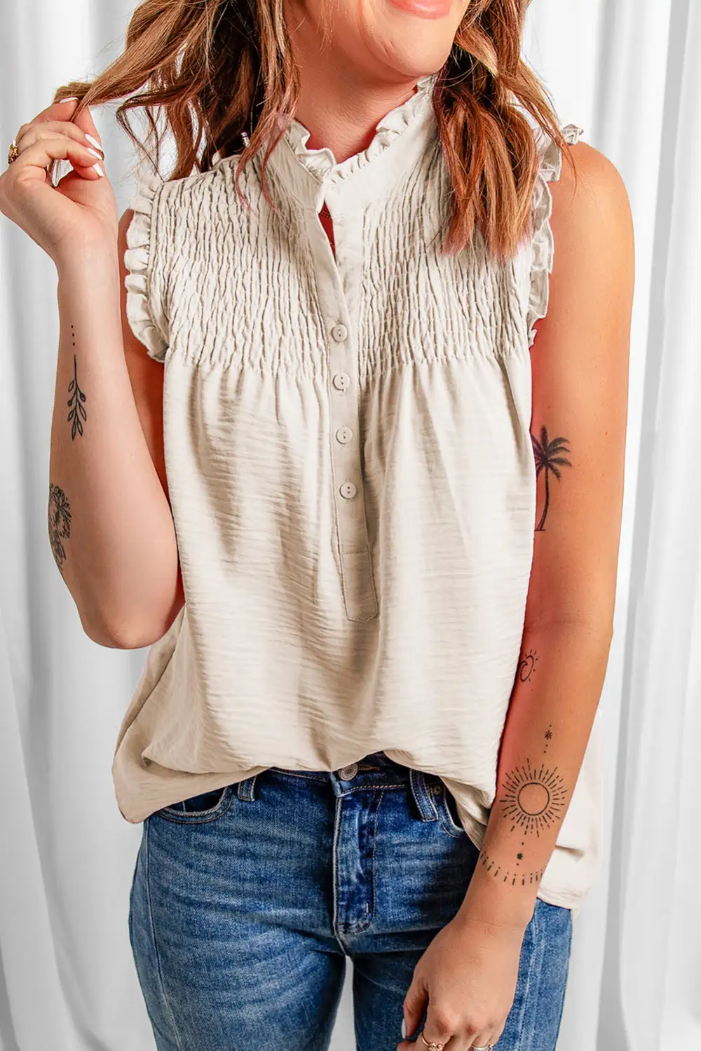 Frilled Tank Top Buttons