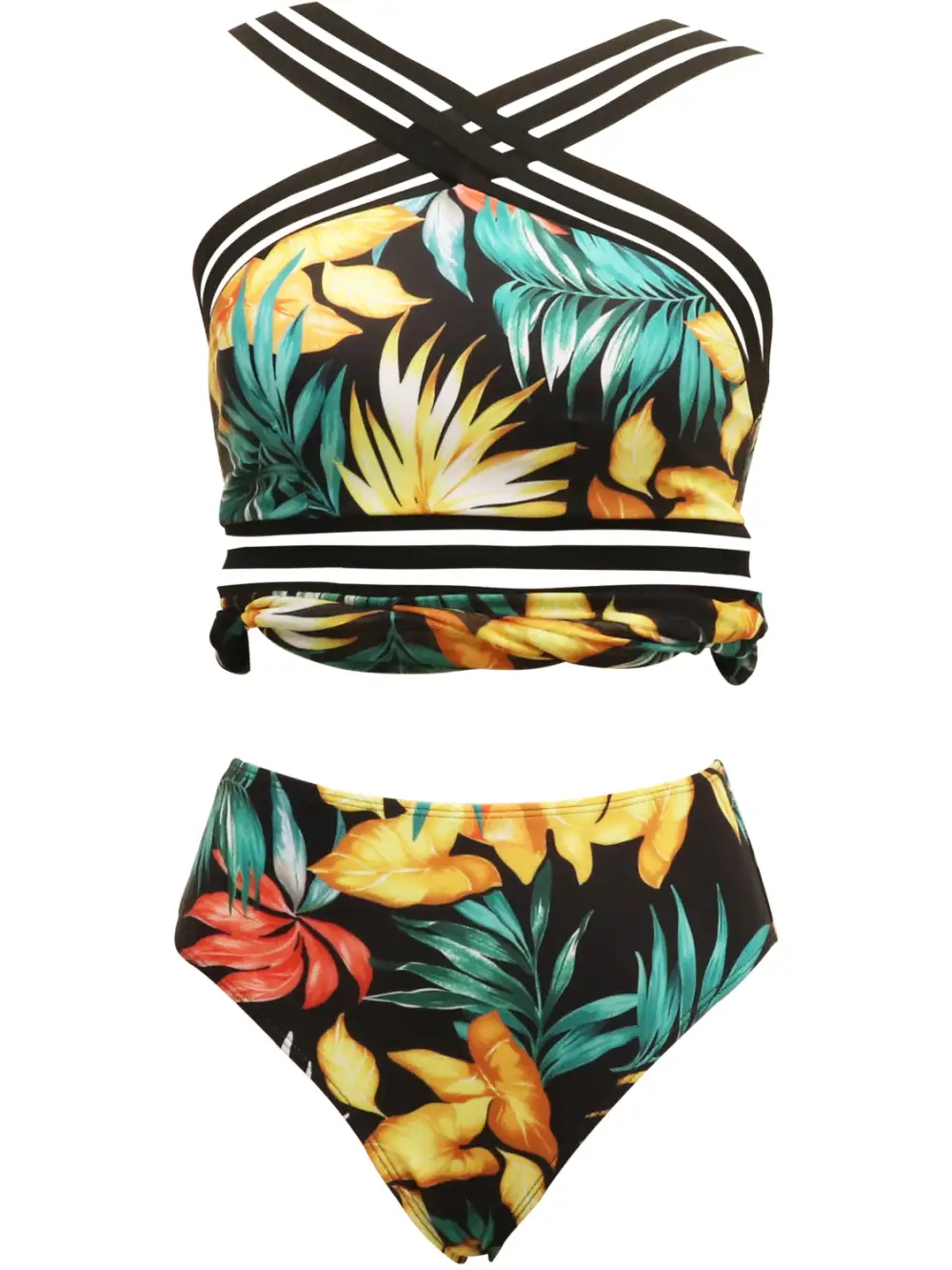 Seafoam Cutout Printed Two Piece Swim Set