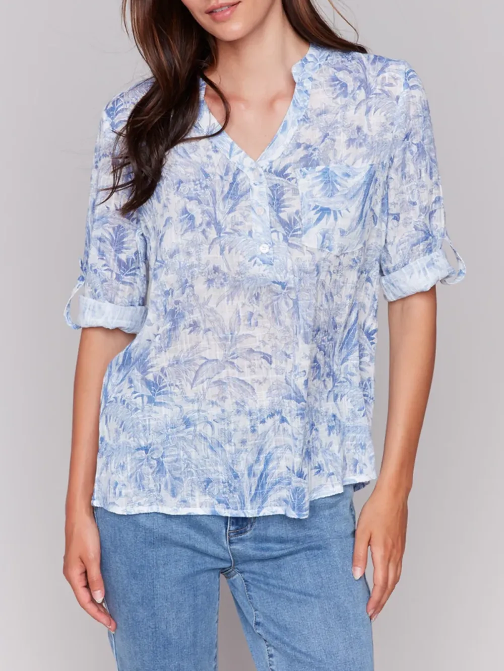 Artistic Cotton V-Neck Short Sleeves