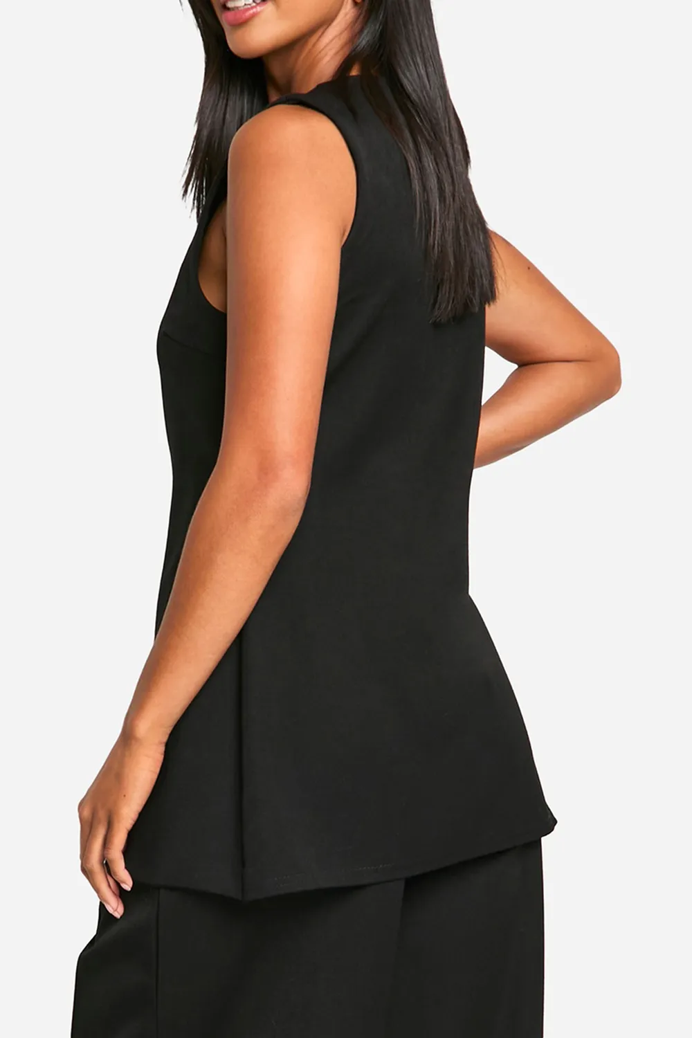 High Collar Versatile Exquisite Slit Black Women's Vest