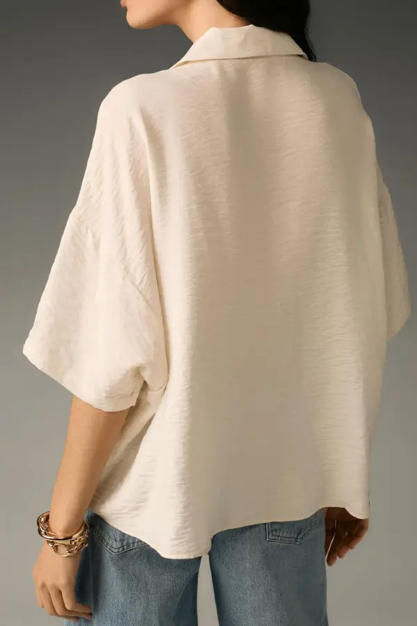 Short-Sleeve Wide Placket Top