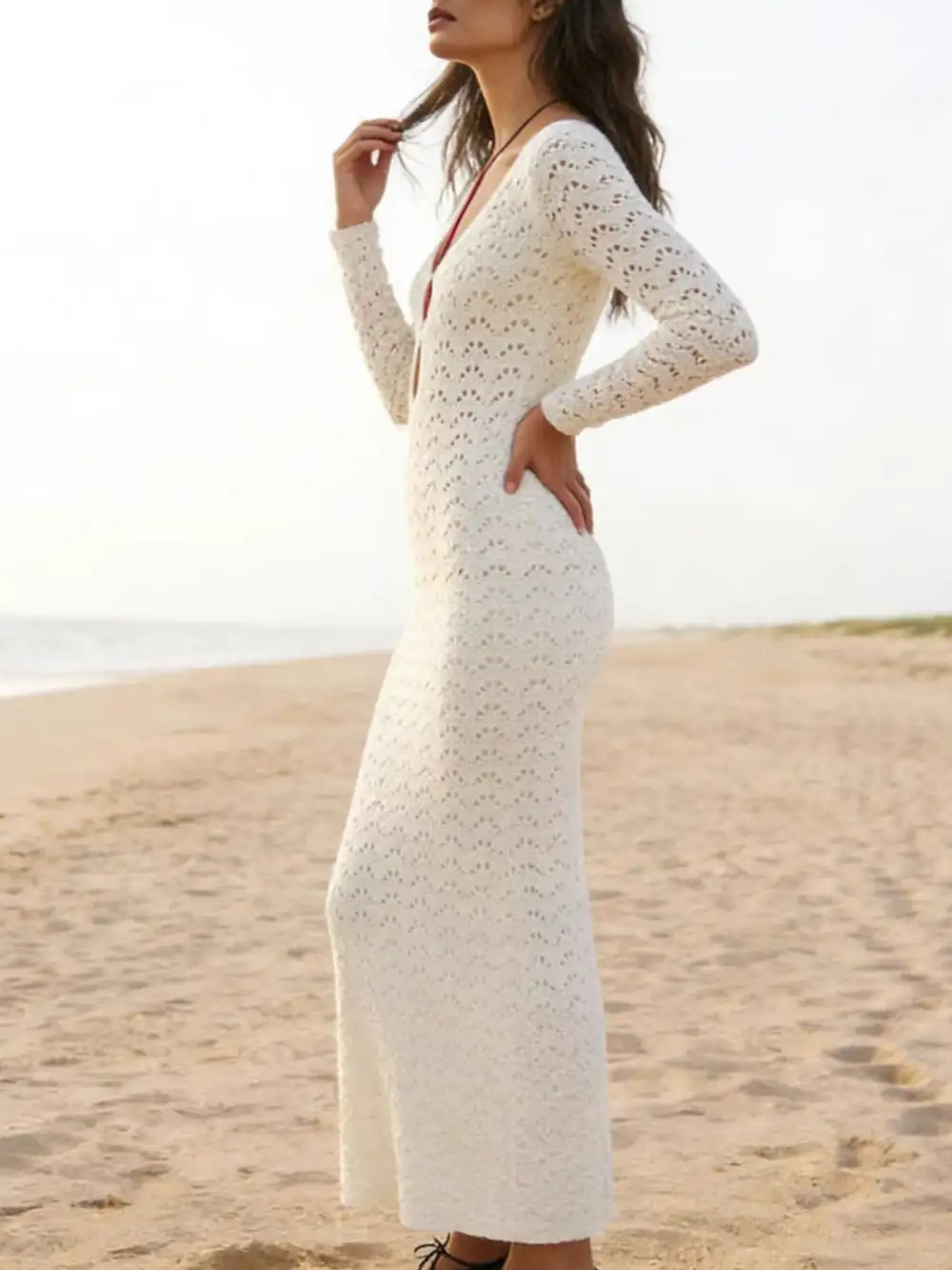 Soft Touch Knit Crochet Sweater Dress
