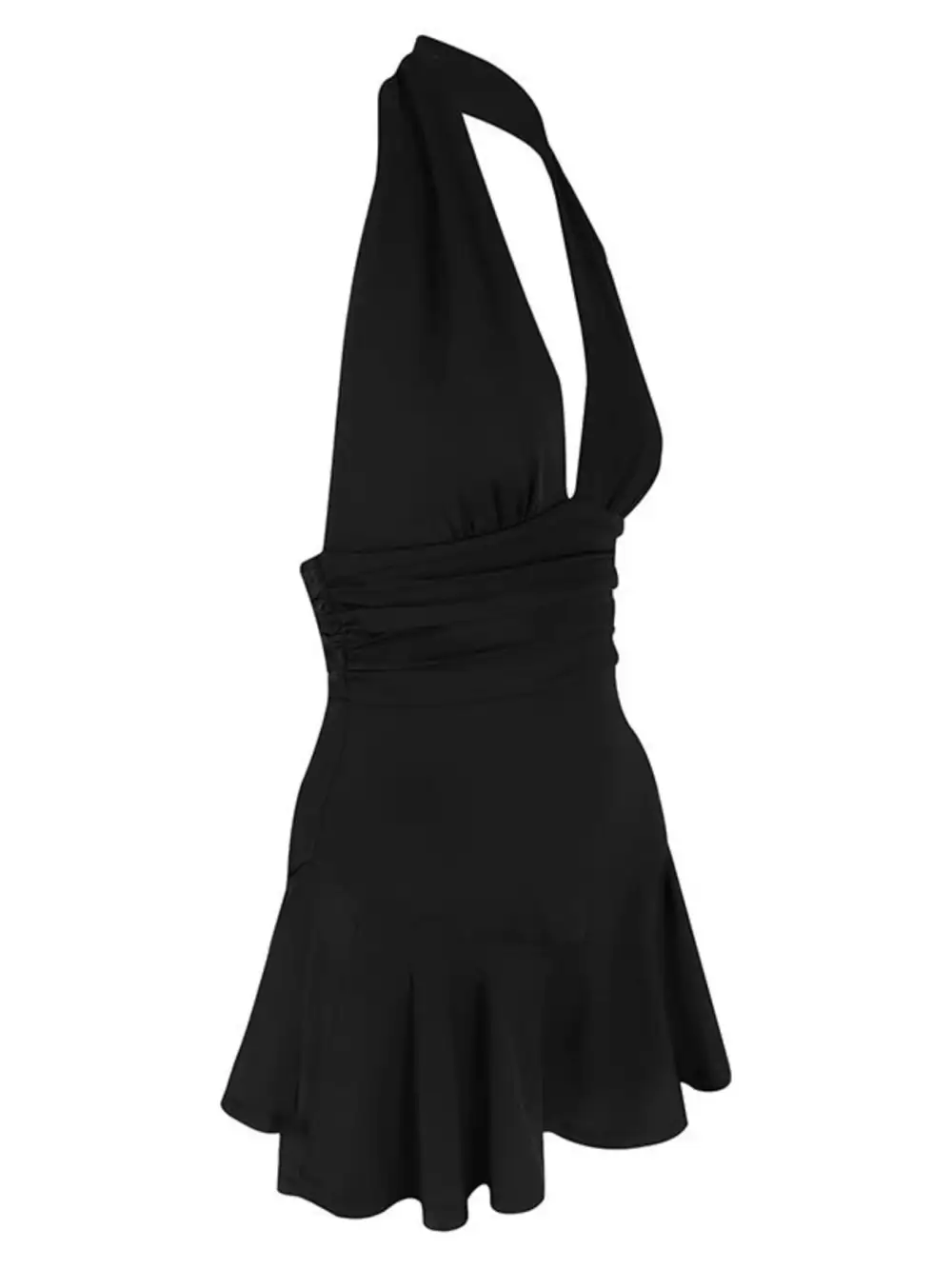 Soft Everyday Halter Neck Ruffle Hem Mini Dress