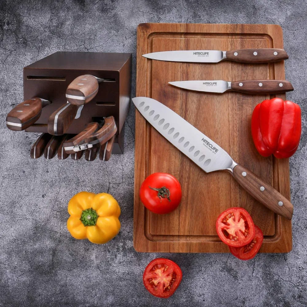 (Store Closing Sale) [🎁GIFT]14 Pieces High Carbon Stainless Steel Knife Set with Block