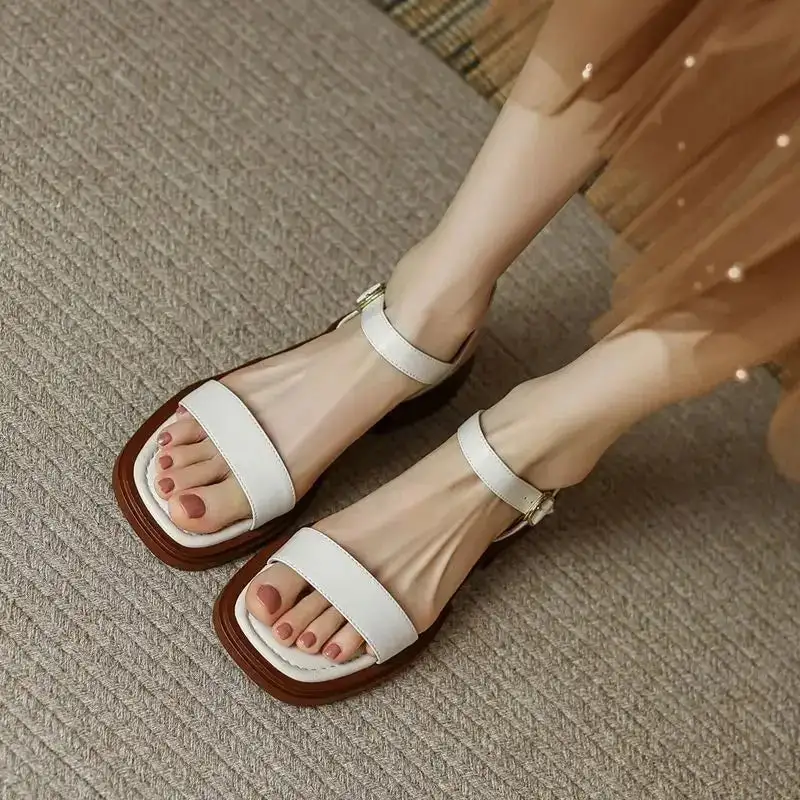 Wraparound Slingback Open-Toe Flat Sandals