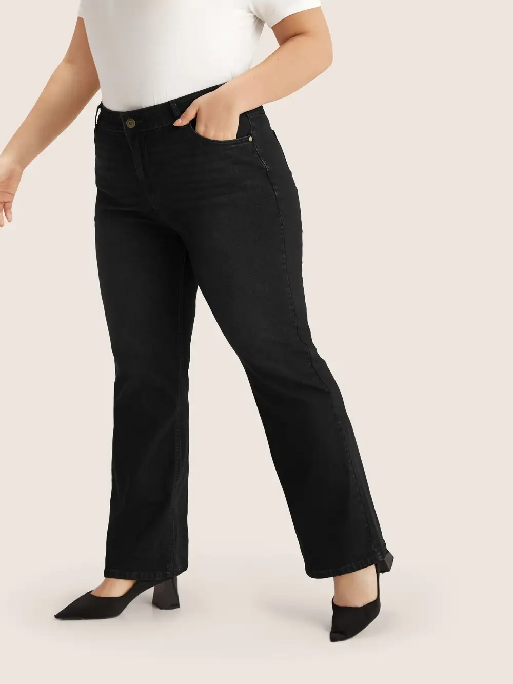 Plain Bootcut Pocket Zipper Fly Jeans