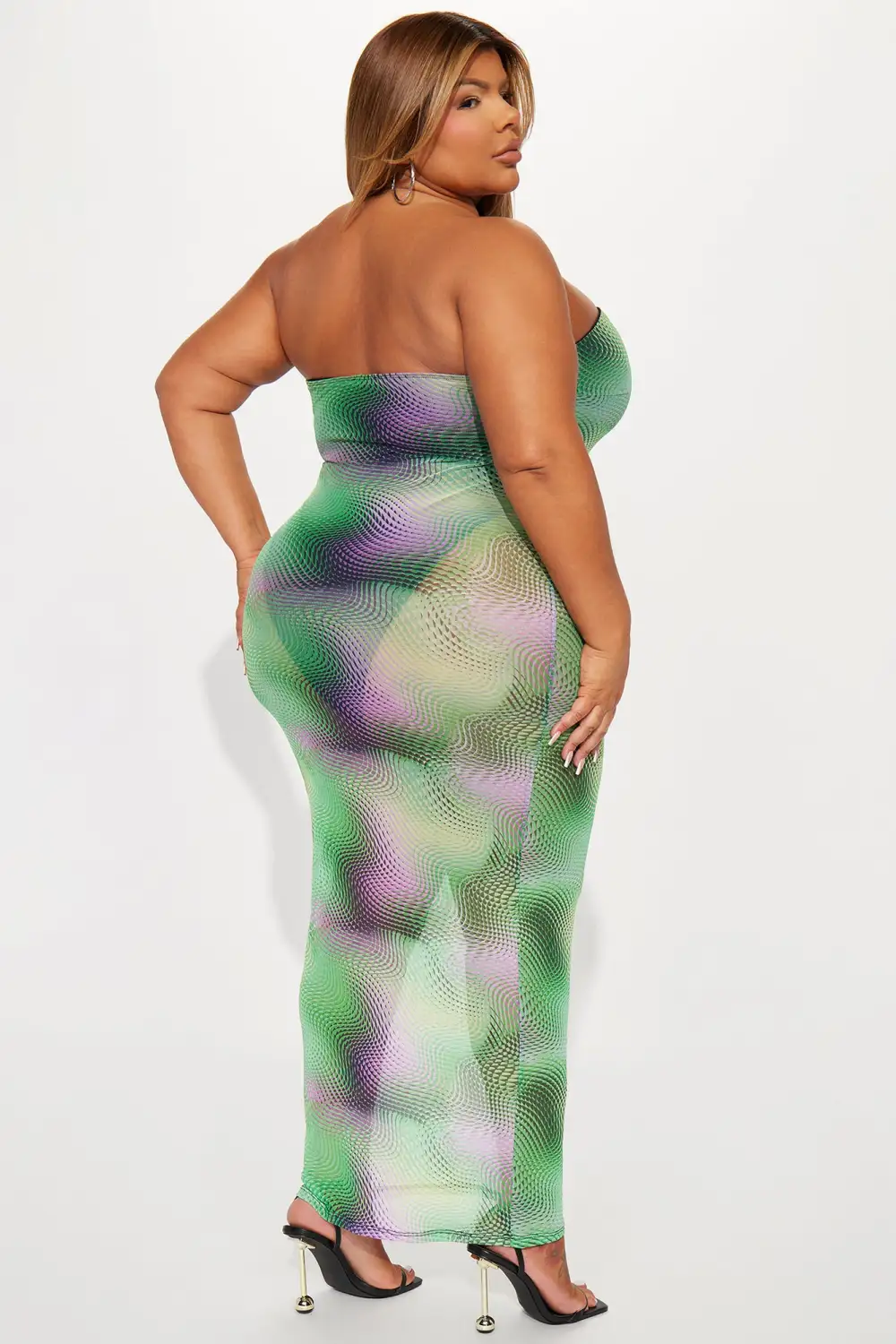 Evelyn Mesh Maxi Dress - Green/combo