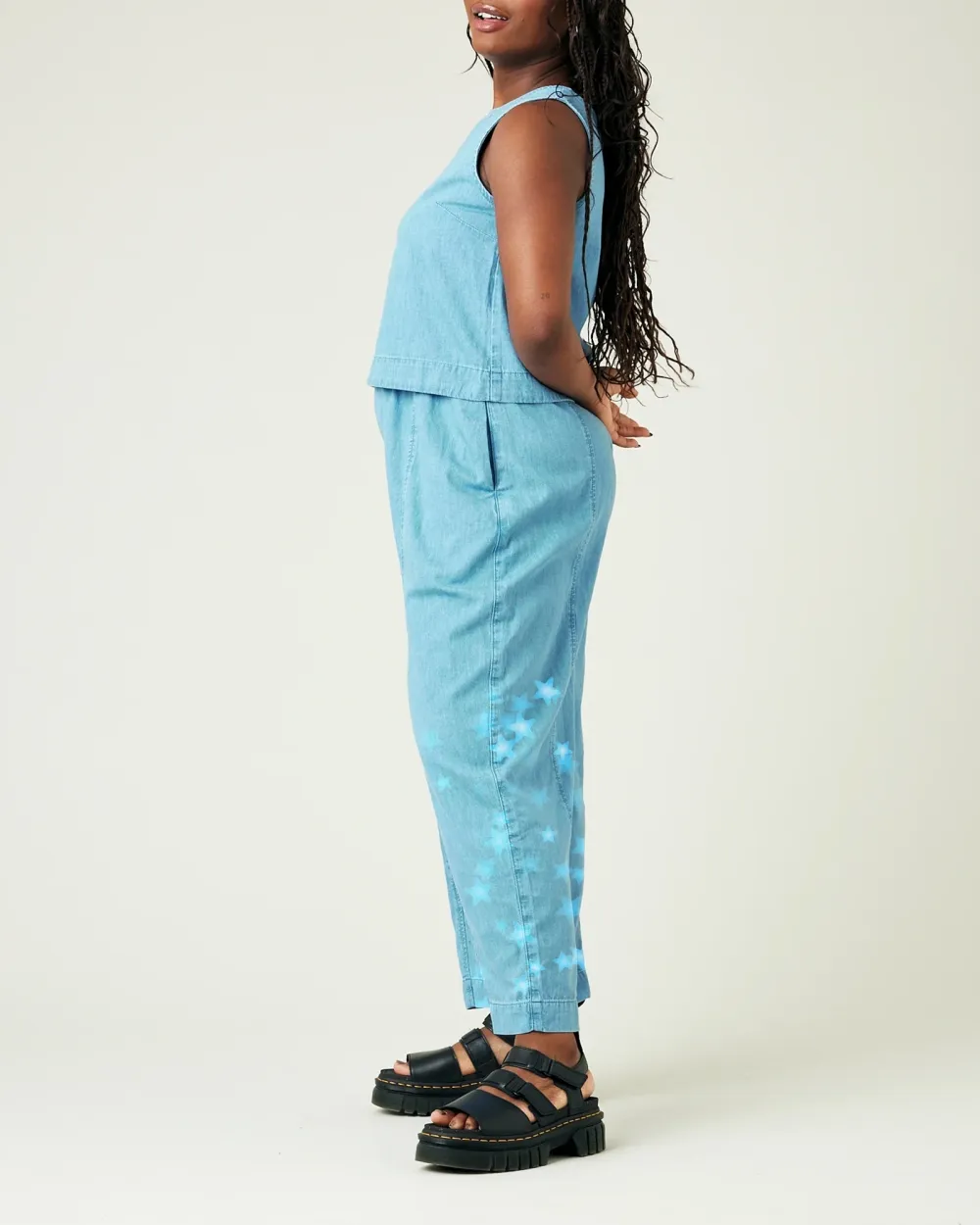LIGHT WASH DENIM CHAMBRAY TROUSERS