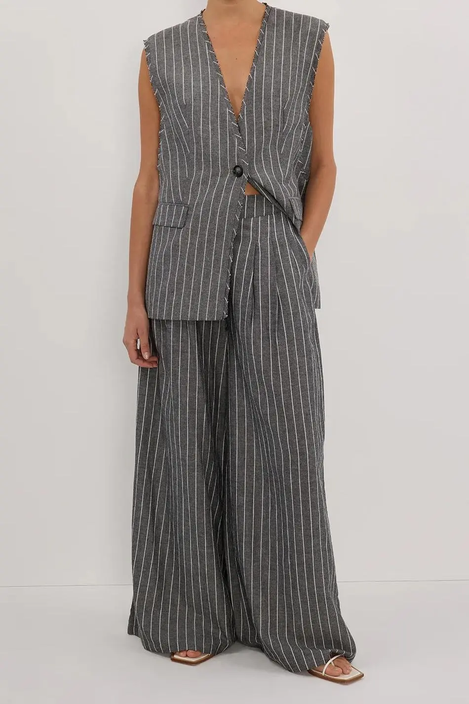 SLATE STRIPE WIDE LEG PANT