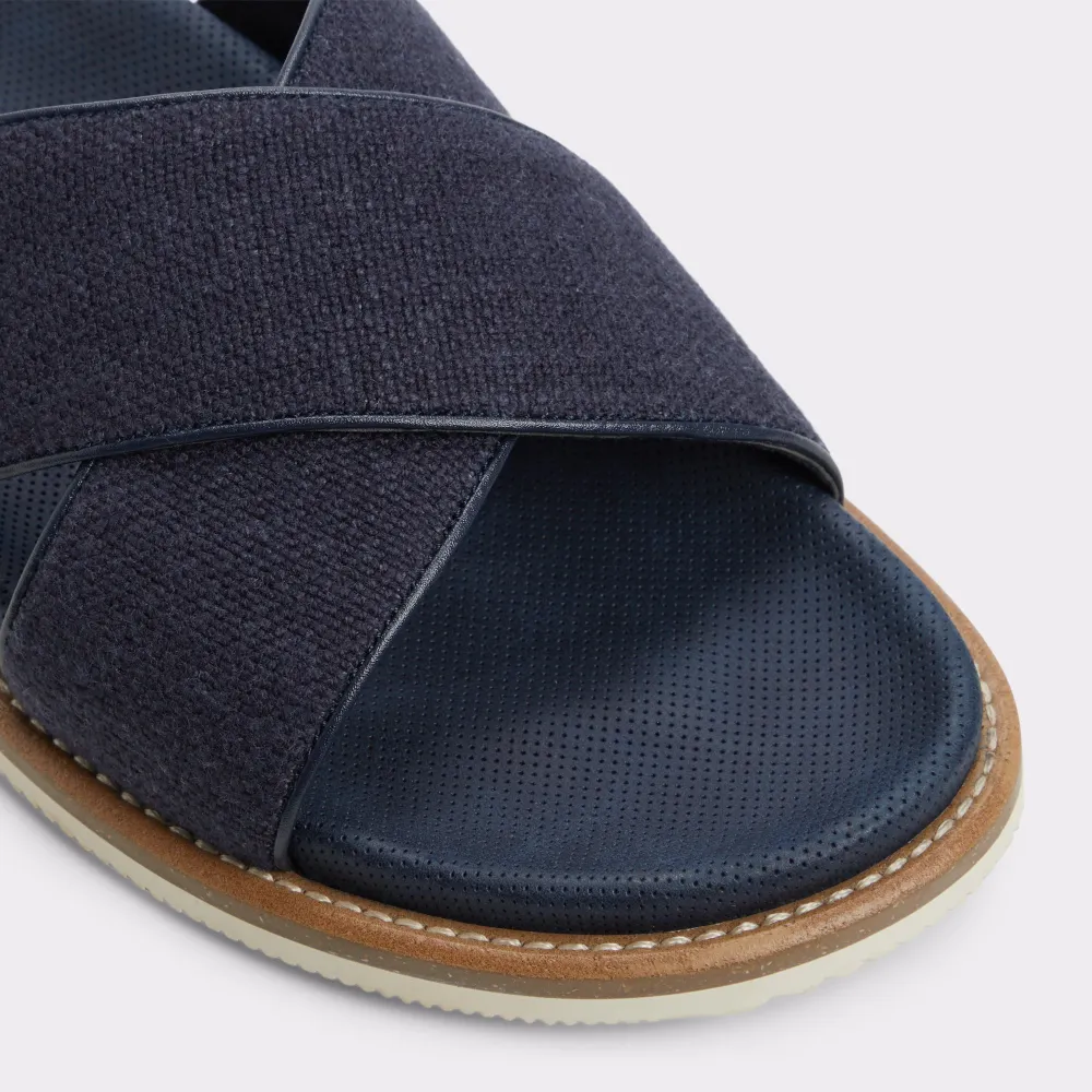 Navy  Cross-Woven Rubber Slippers