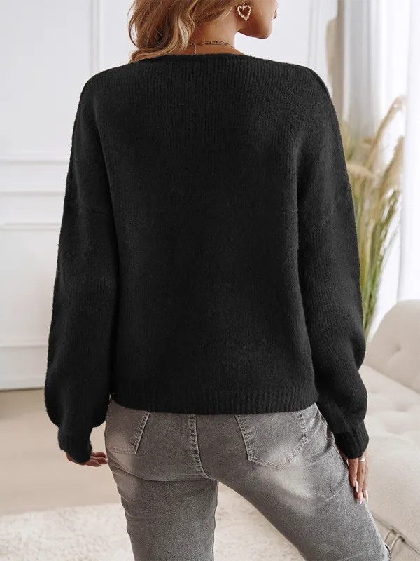 Loose Lace-Up Long-Sleeved Cardigan