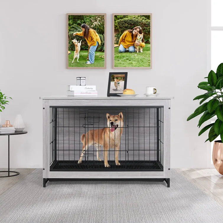 Pirecart Dog Crate Furniture, Side End Table, Modern Kennel, Wooden Heavy-Duty Dog