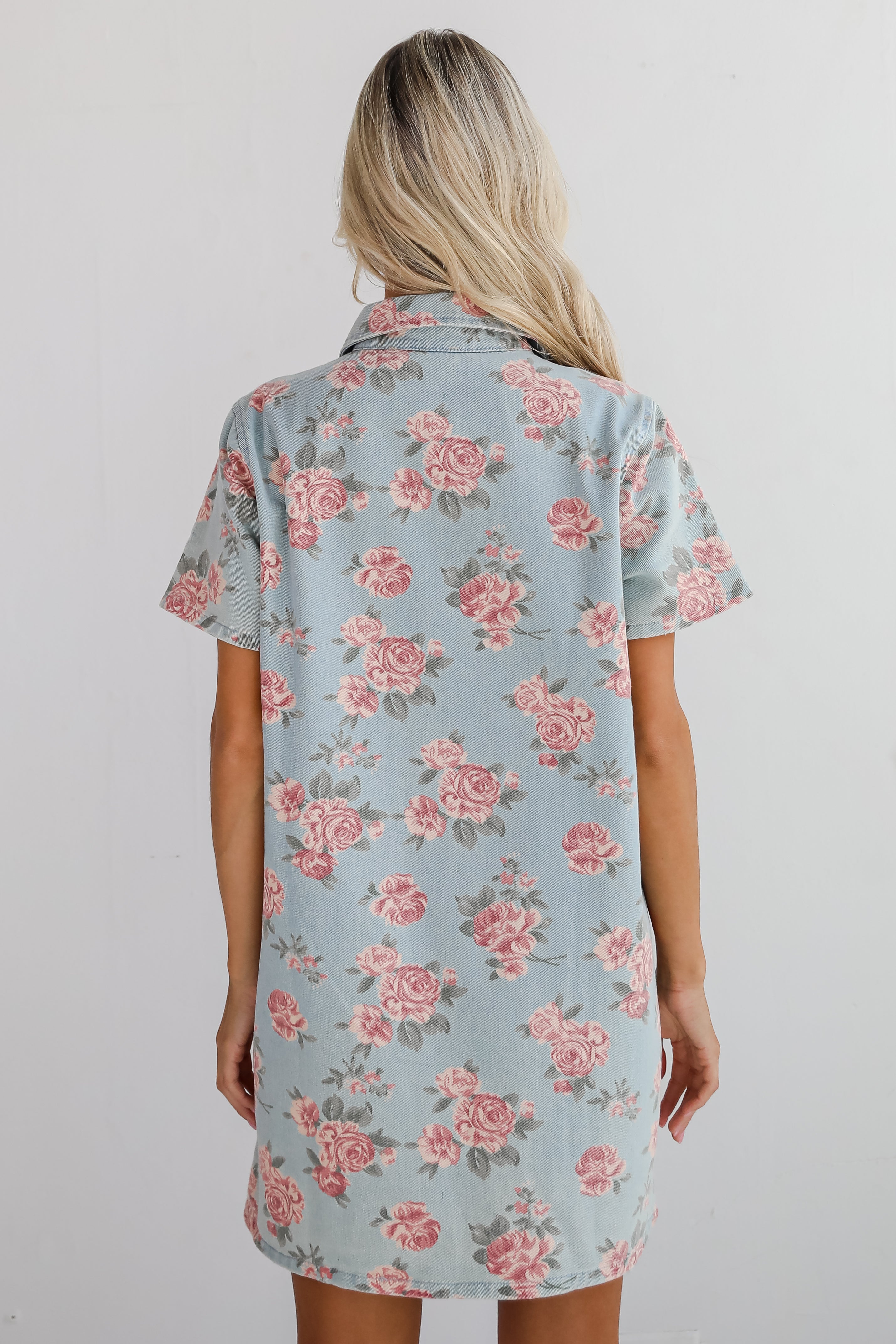 Gorgeous Purpose Denim Floral Mini Dress