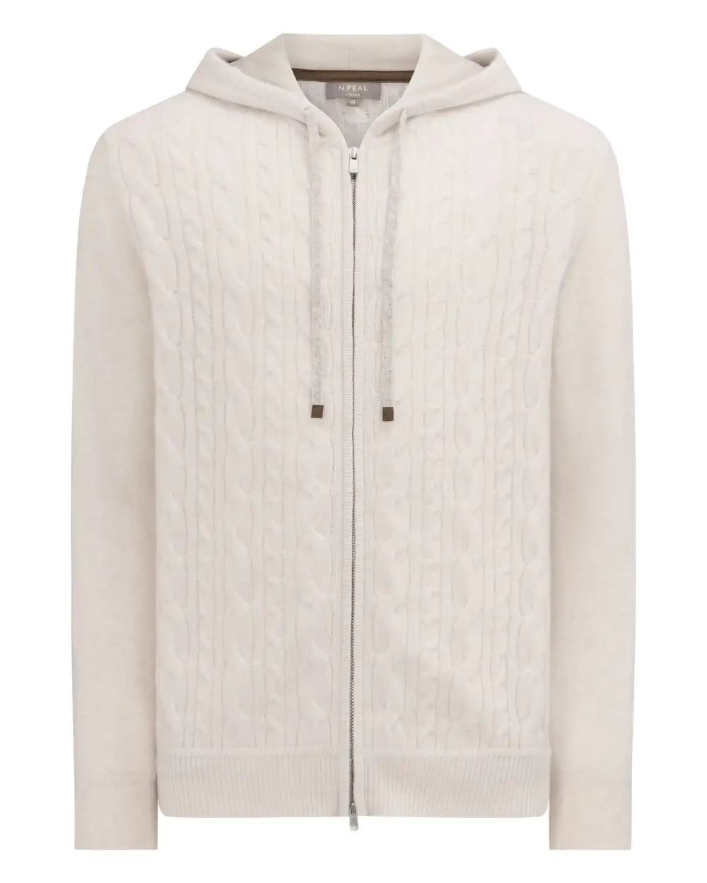 Men's Fulham Cable Zip Cashmere Hoodie Frost White