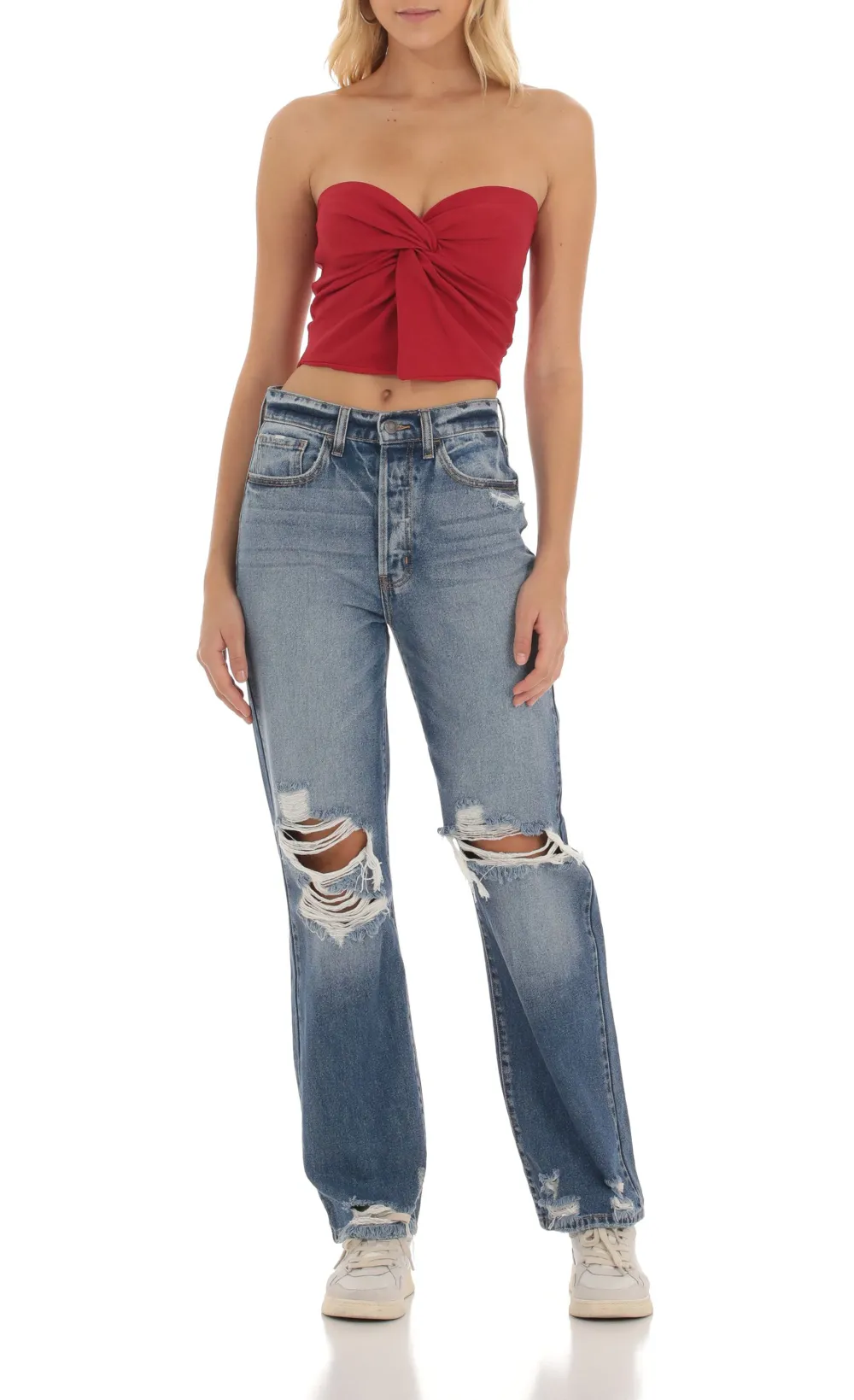 Distressed Jeans in Faded Denim