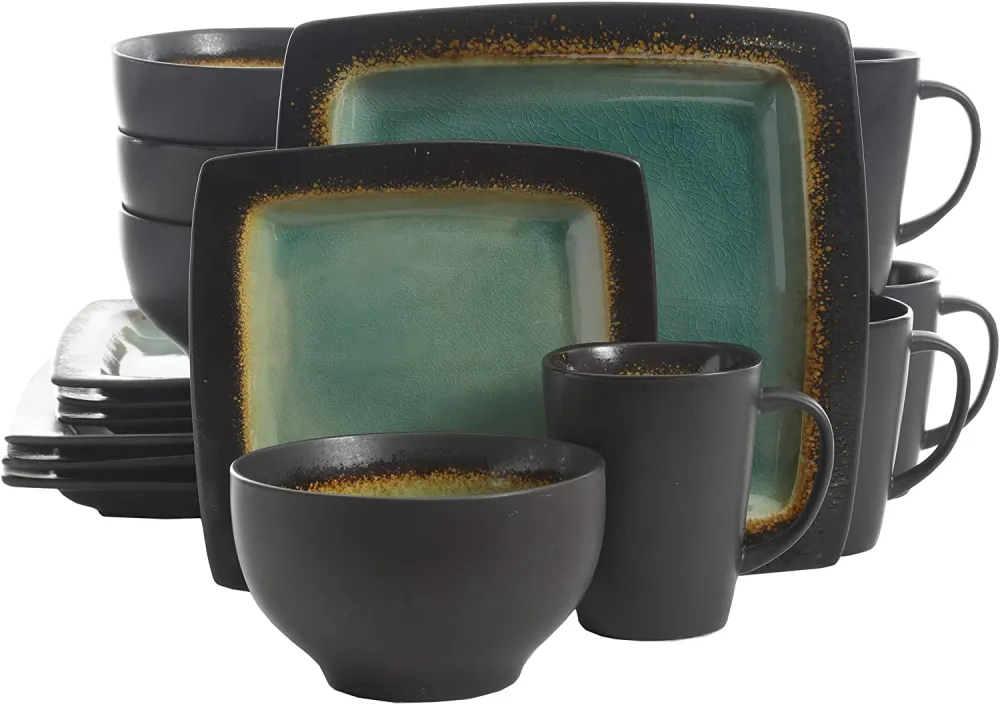 Gibson Elite Althea Reactive Dinnerware Set, 16 Pc, Teal