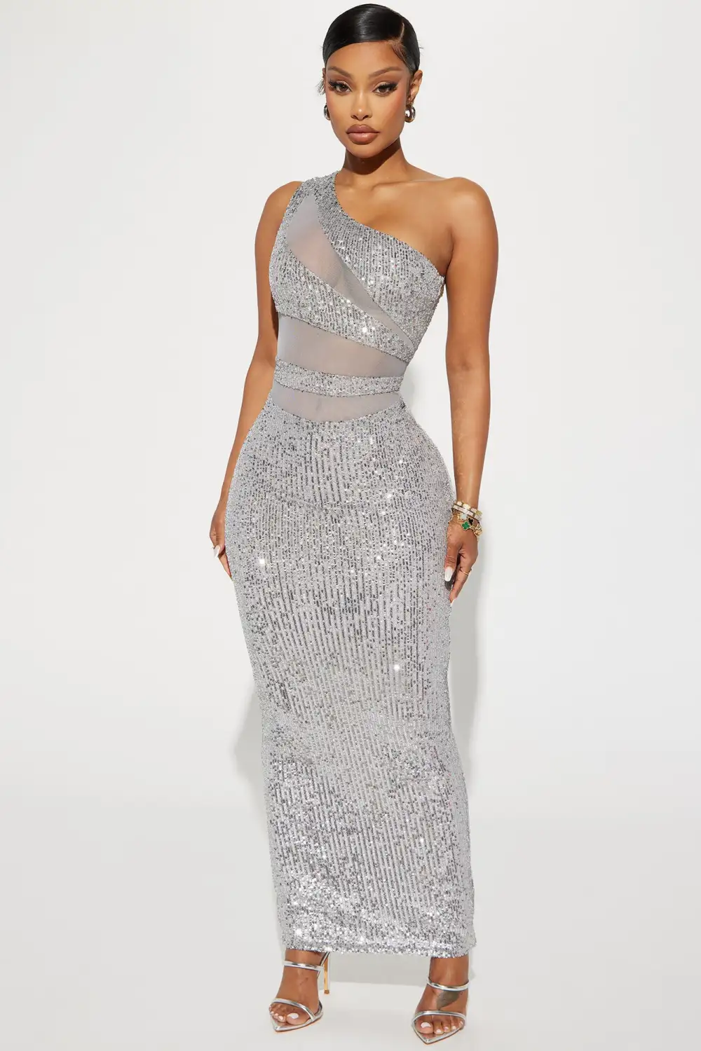 You Need To Cut It Maxi Dress - Silver