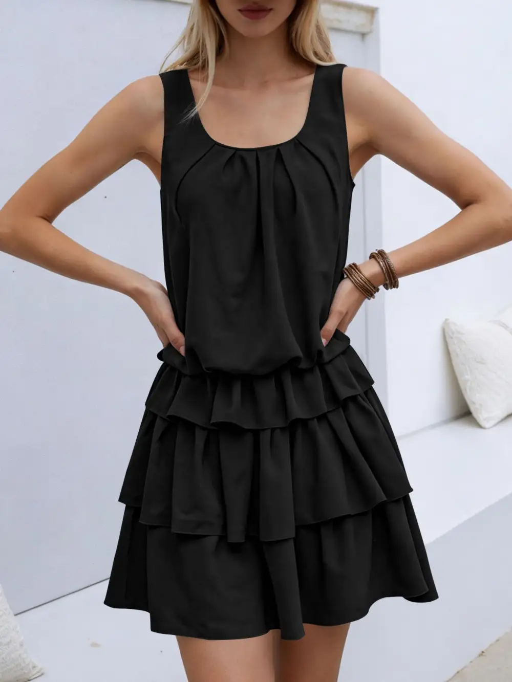 Ruffle Sleeveless Mini Dress