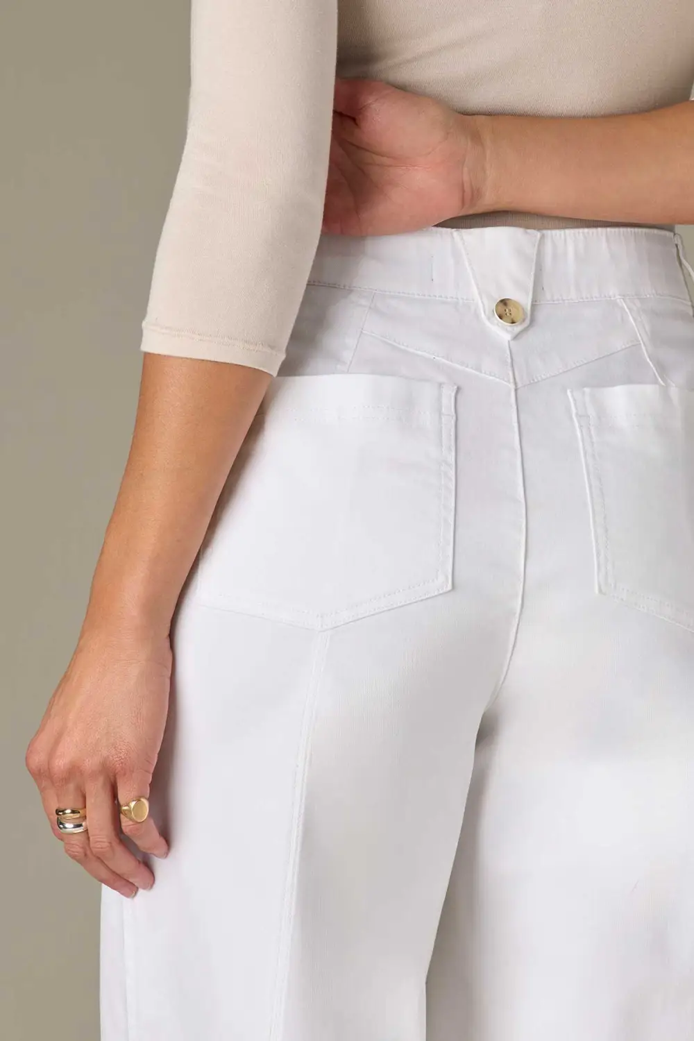 Plus Size Button Fly Wide Leg Pants