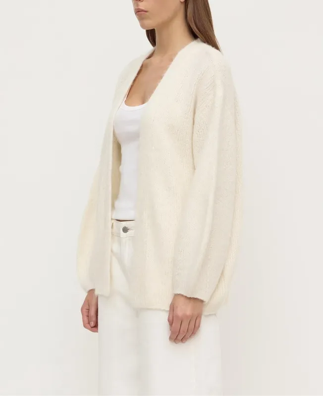 Cream Alpaca Blend Open-Front Cardigan