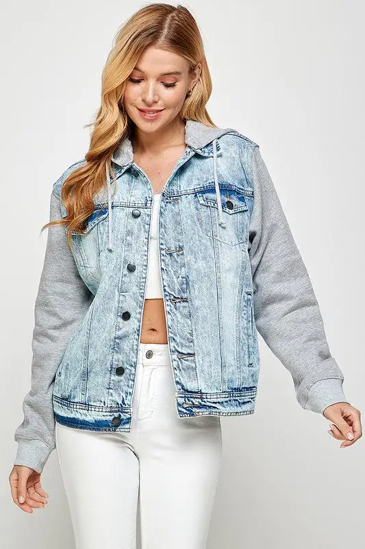 Aneta® | Women's denim jacket with fleece hoodies