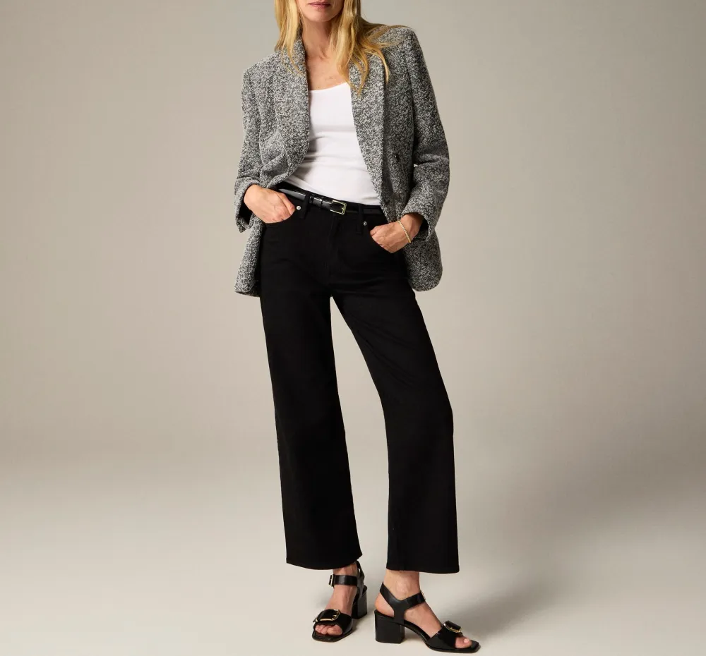 Semi-Stretch High Waist Slim Wide Jeans