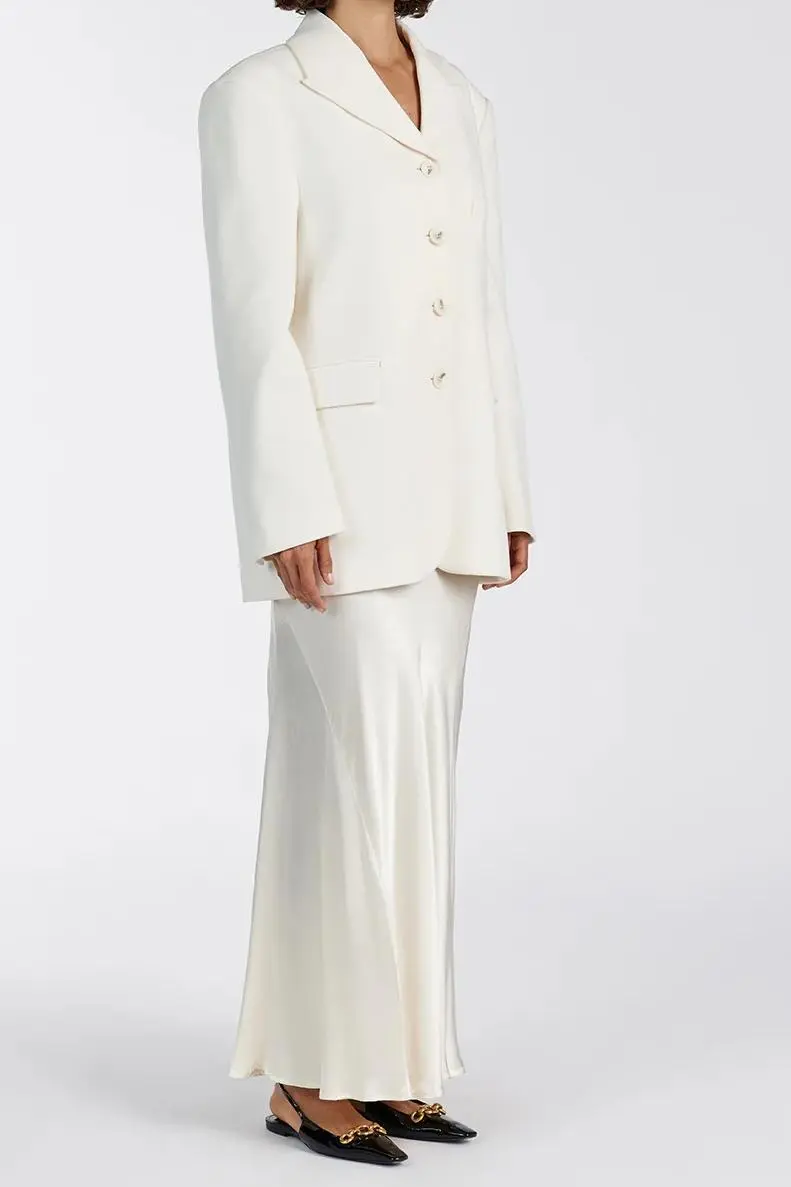 CREAM SATIN MAXI SKIRT