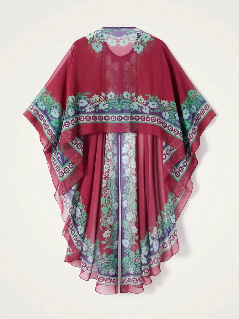 Retro Bohemian Style Floral Print Chiffon Midi Dress