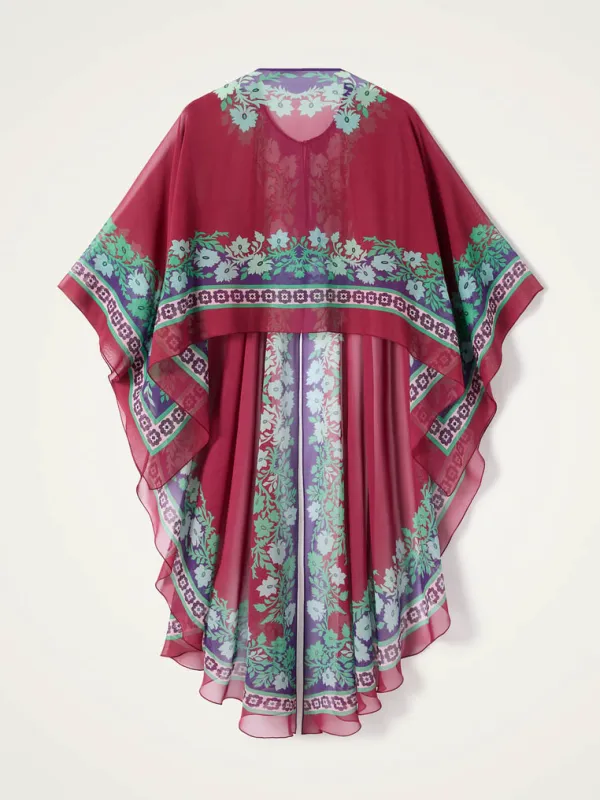 Retro Bohemian Style Floral Print Chiffon Midi Dress