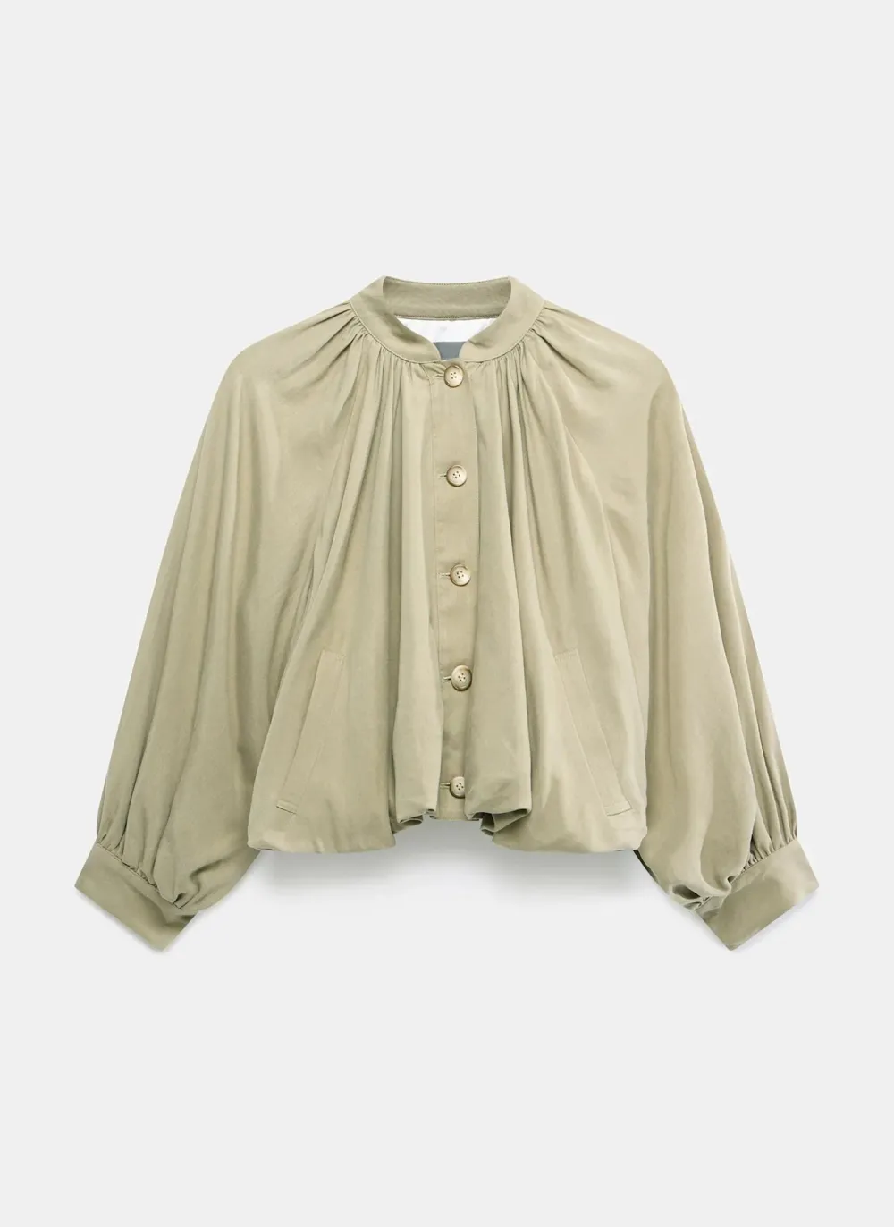 Casual Style Khaki Bubble Hem Jacket