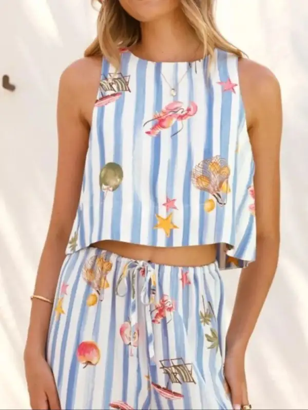 Striped Printed Jumpsuit