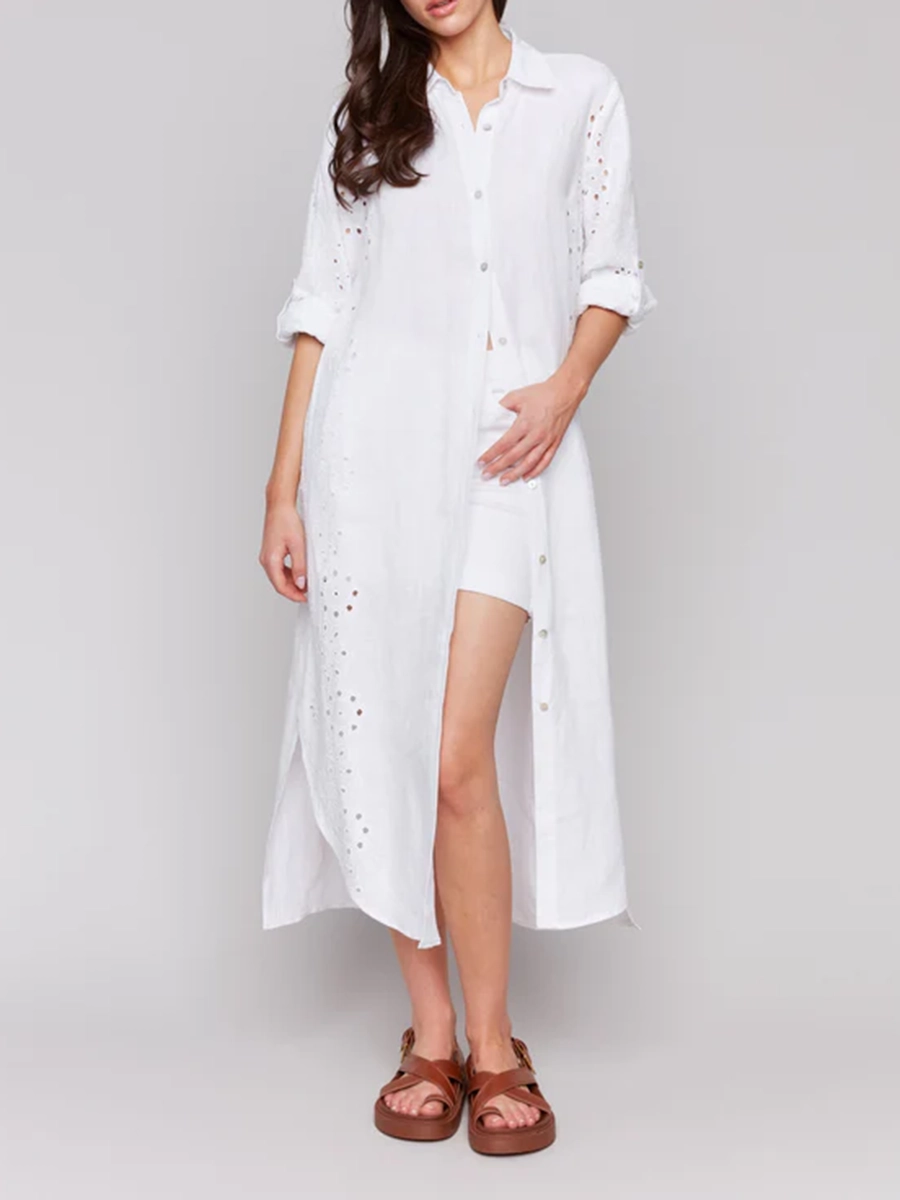 Cotton And Linen Breathable Solid Color Basic Dress
