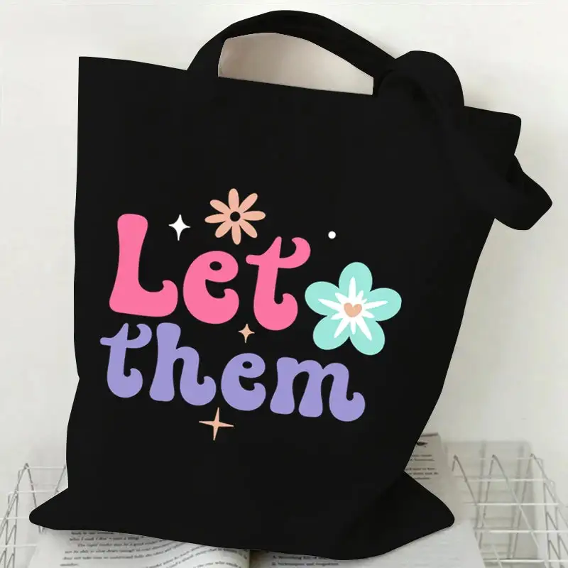 Groovy Retro Graphic Canvas Tote Bag