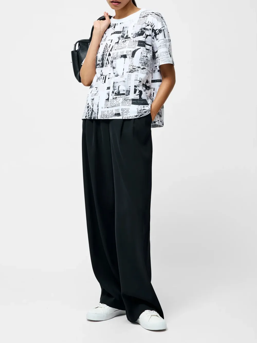 Creative Newspaper Print Black And White Short Sleeves